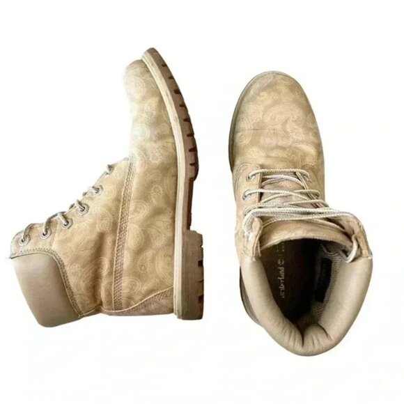 Timberland Boots 6” Premium Lace Up LTD ED Paisley Print Tan Brown Size 9 - Picture 8 of 16